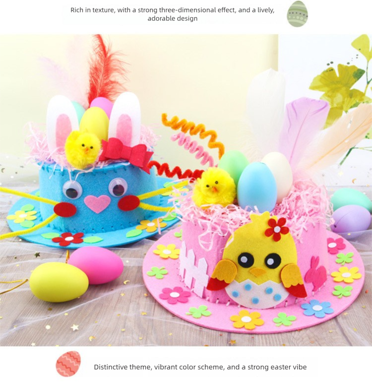 Yellow DIY Easter Hat Craft Kit – Kids’ Handmade Decoration Set with view 6