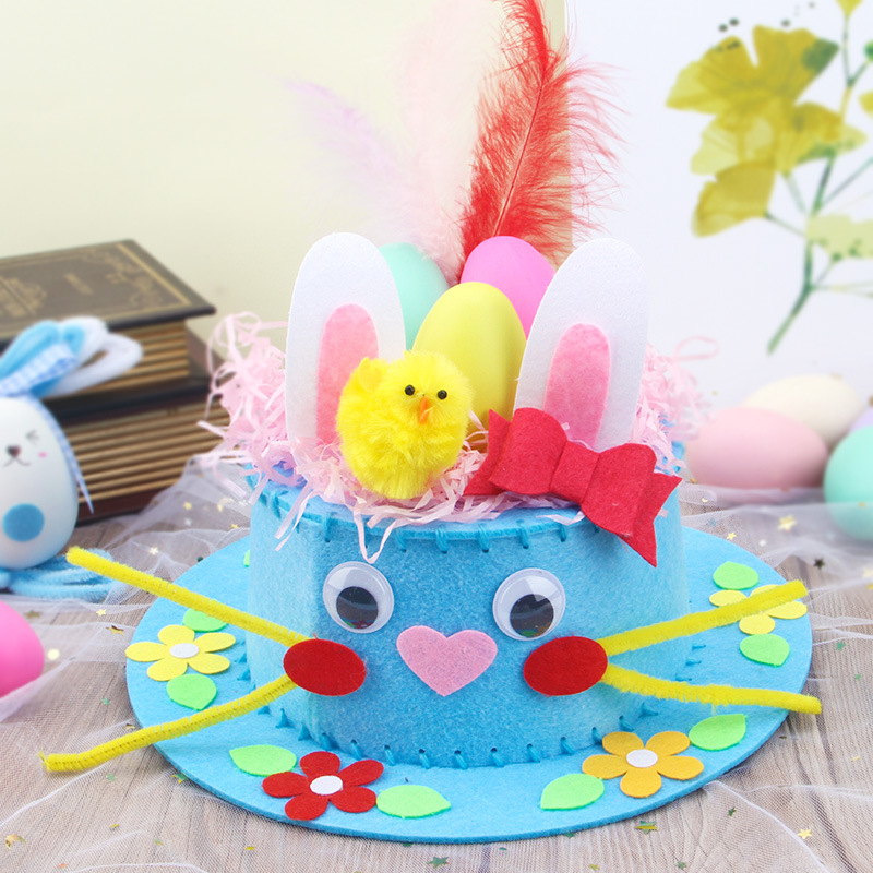 Blue DIY Easter Hat Craft Kit – Kids’ Handmade Decoration Set with Accessories
