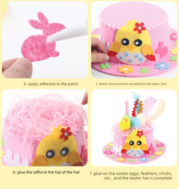 Blue DIY Easter Hat Craft Kit – Kids’ Handmade Decoration Set with Accessories view 4