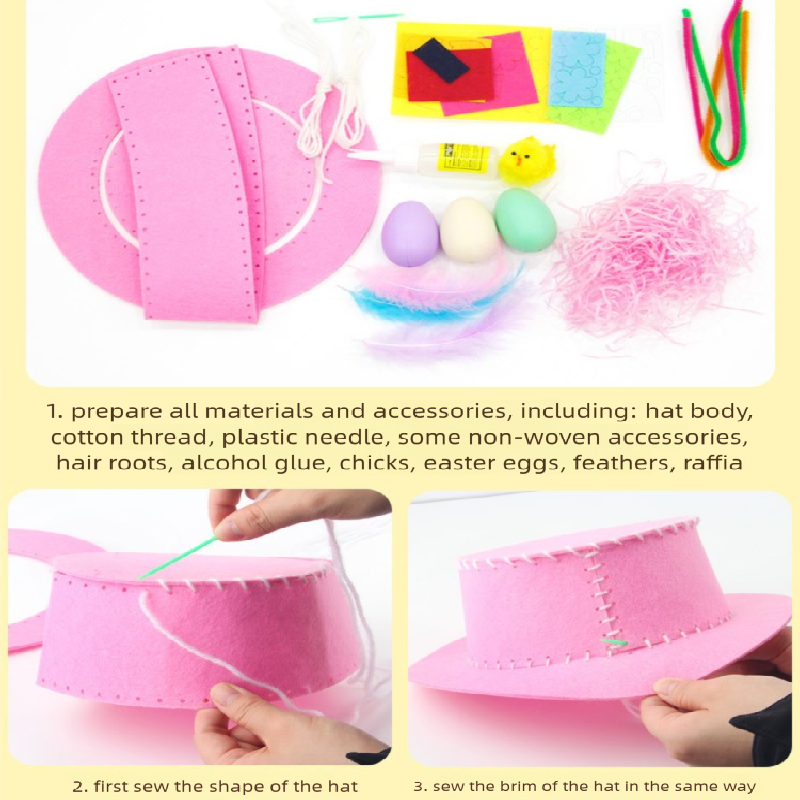 Blue DIY Easter Hat Craft Kit – Kids’ Handmade Decoration Set with Accessories view 5