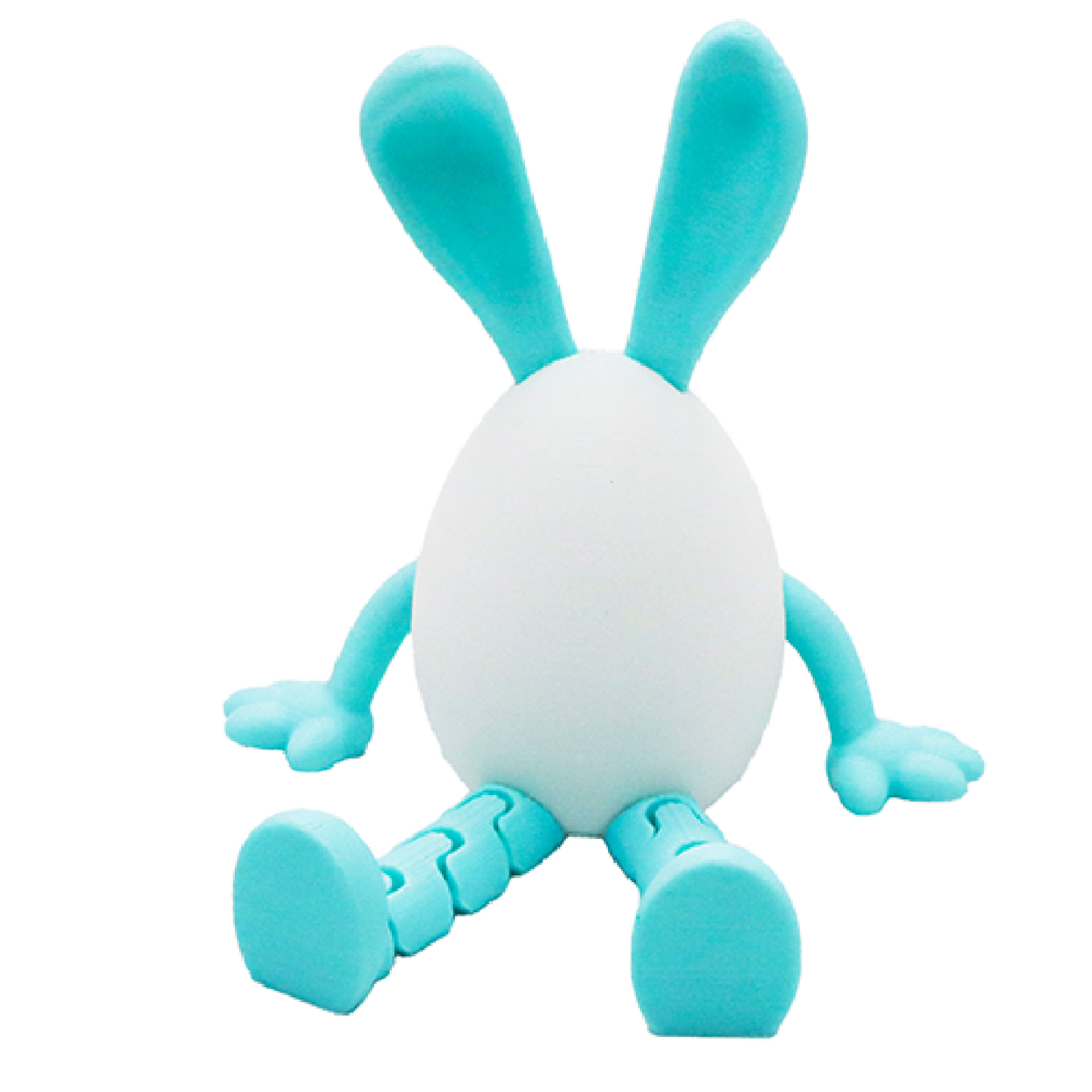 3-Piece Blue rabbit-ear white egg Easter Figurine Set – Identical Poseable