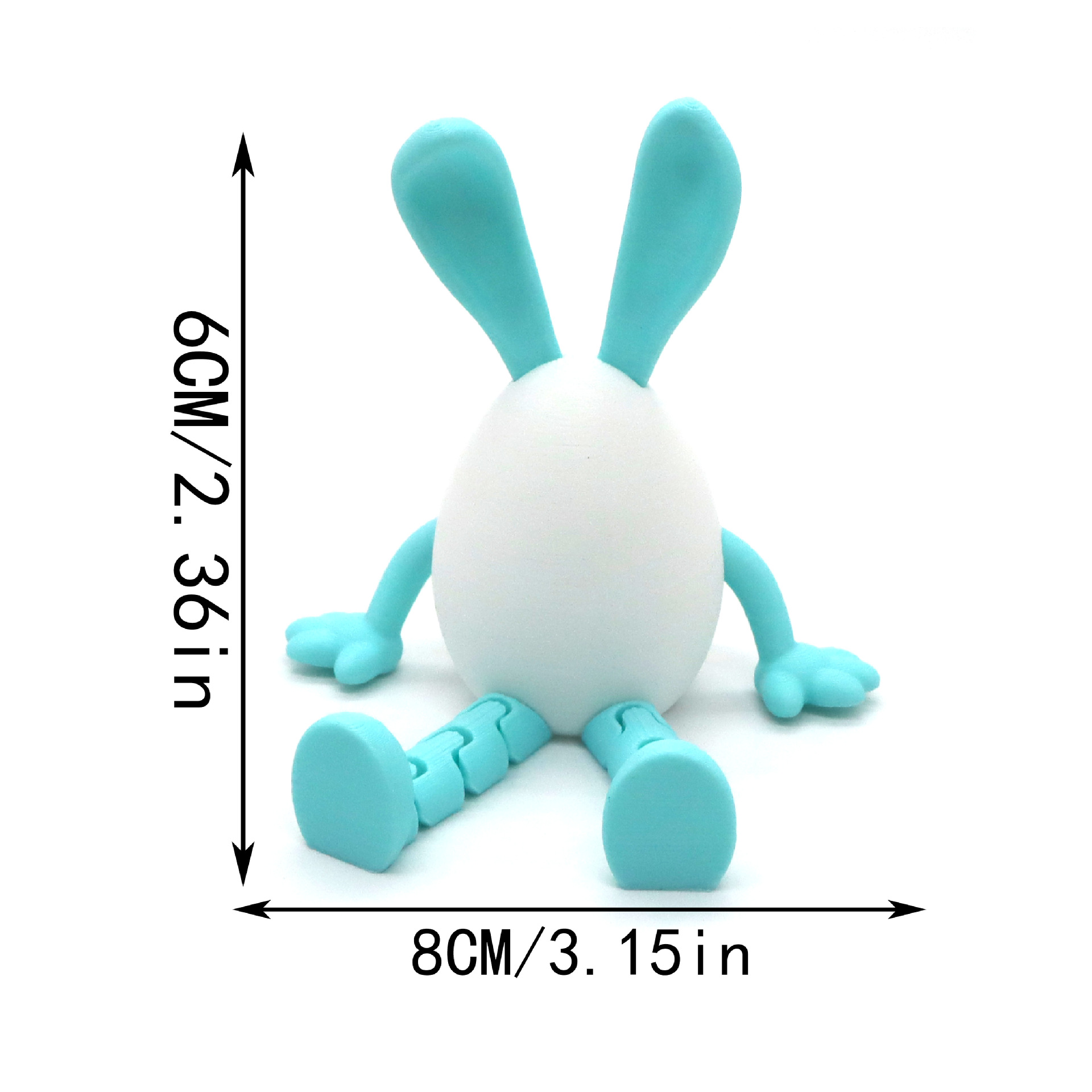 3-Piece Blue rabbit-ear white egg Easter Figurine Set – Identical Poseable view 5