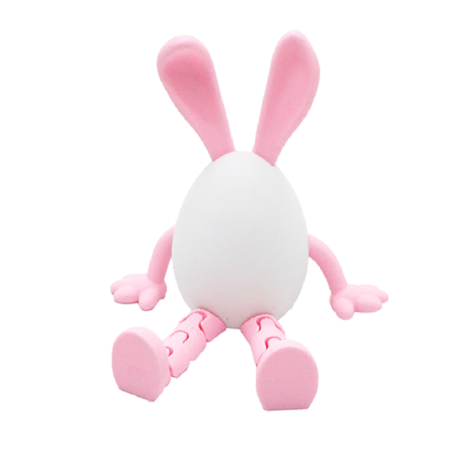 3-Piece Pink rabbit-ear white egg Easter Figurine Set – Identical Poseable