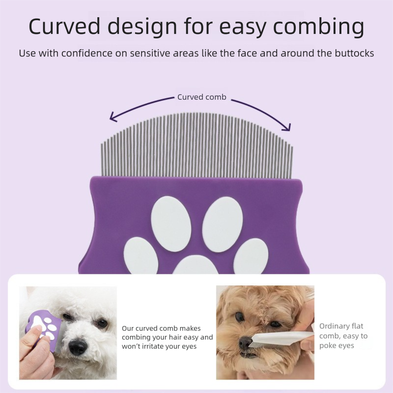 Purple Pet Grooming Comb – Fine-Toothed Flea Remover with Non-Slip Grip for view 3