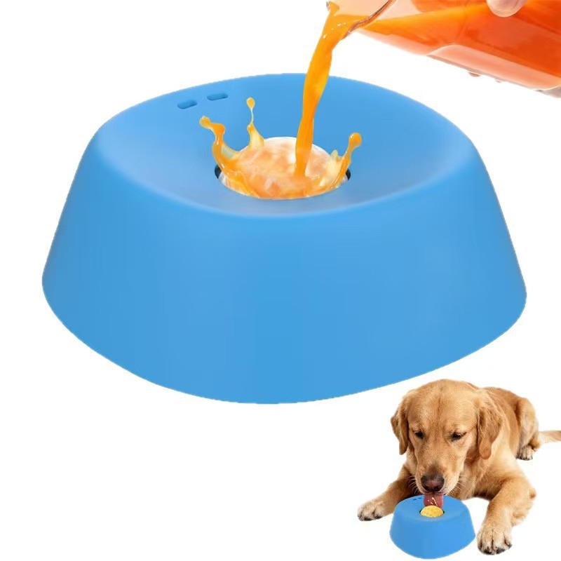 Yellow bowl, white ball Slow Feeding Dog Bowl with Built-In Rolling Ball view 2