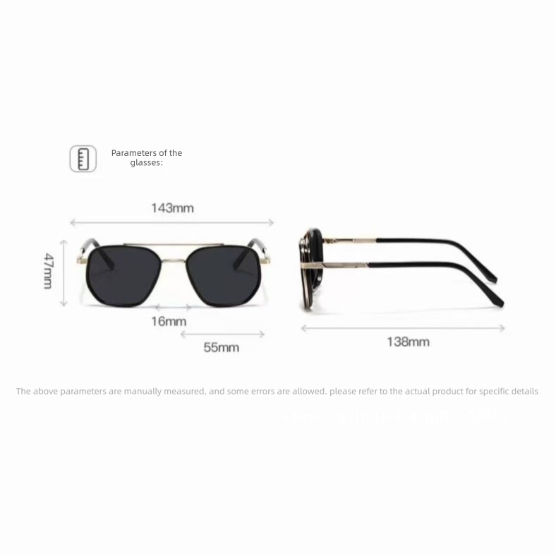 Glossy black Rectangular Sunglasses – Classic Frame Design with Adjustable view 4