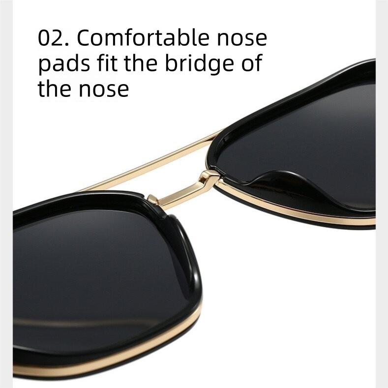 Mosa Tea Rectangular Sunglasses – Classic Frame Design with Adjustable Nose view 2