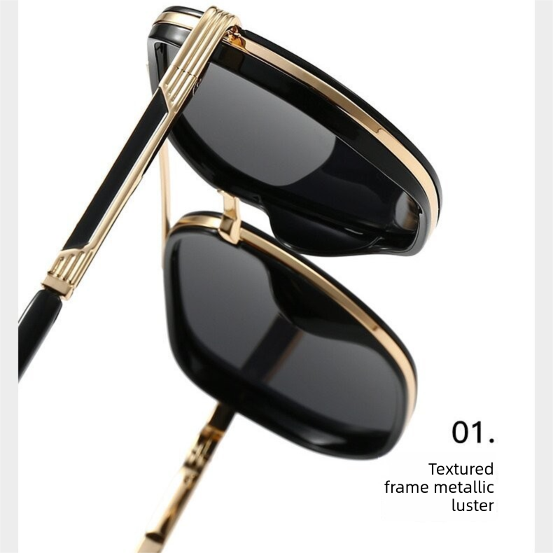 Matte black Rectangular Sunglasses – Classic Frame Design with Adjustable Nose view 3