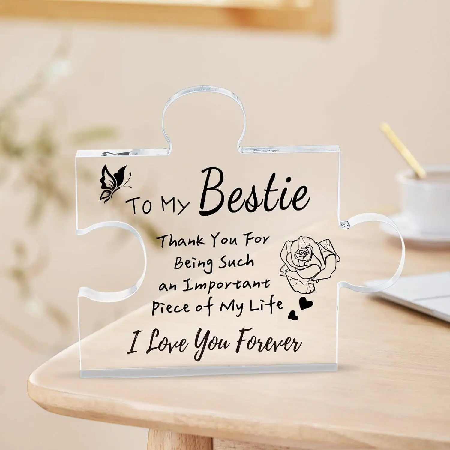 Interlocking Puzzle-Shaped Desktop Decor – 10.5cm Square Display Piece for