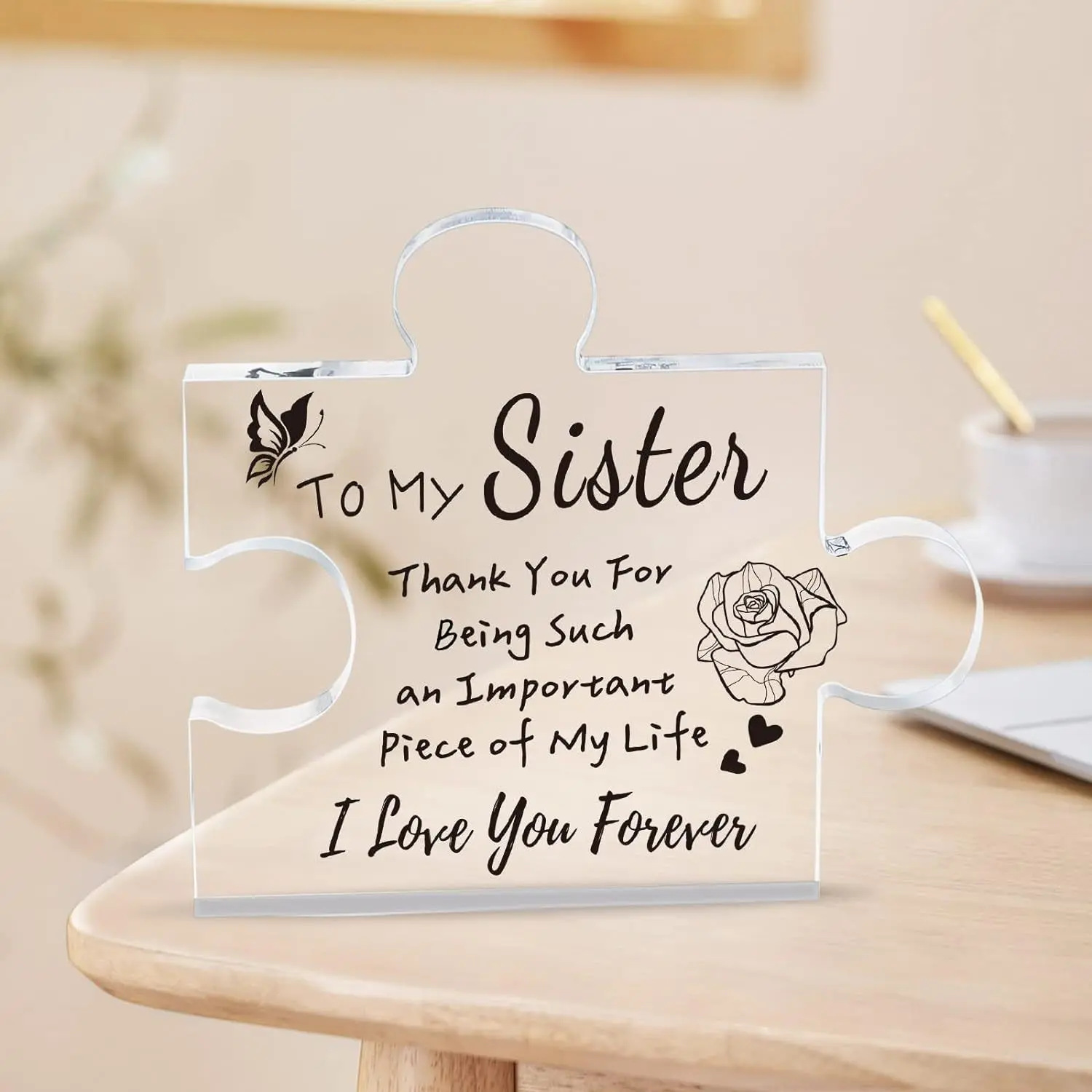 Interlocking Puzzle-Shaped Desktop Decor – 10.5cm Square Display Piece for