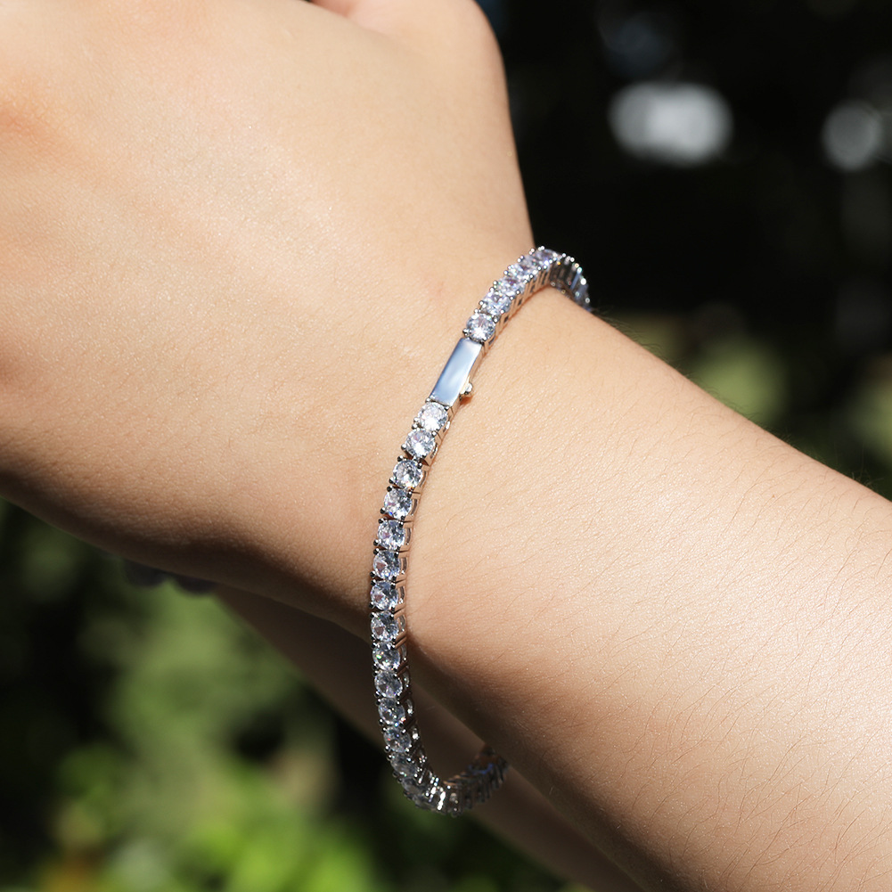Gold Single-Row Zircon Bracelet – 4mm Wide view 3