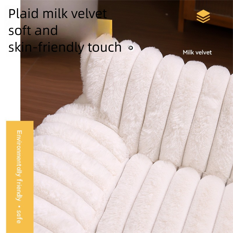 White Plush Ribbed Pet Sofa Bed for Dogs and Cats - Thickened Milk Velvet Cushion view 6