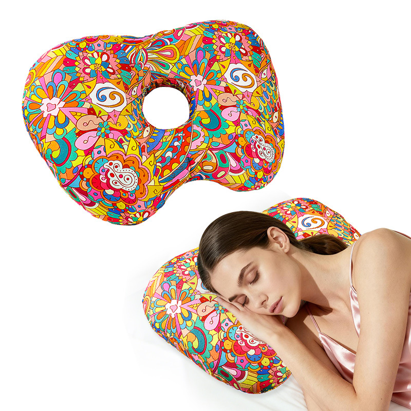 Cashew blossoms Hollow Ear Support Pillow – Adjustable Side Sleep Neck Cushion view 2