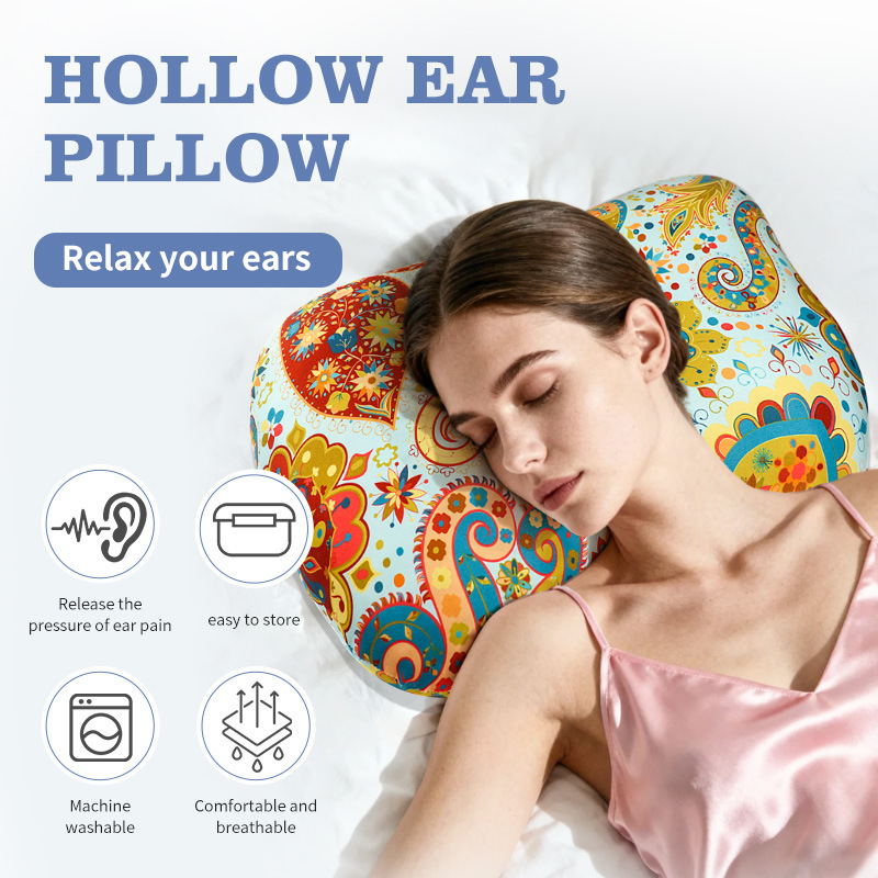 Cashew blossoms Hollow Ear Support Pillow – Adjustable Side Sleep Neck Cushion view 3