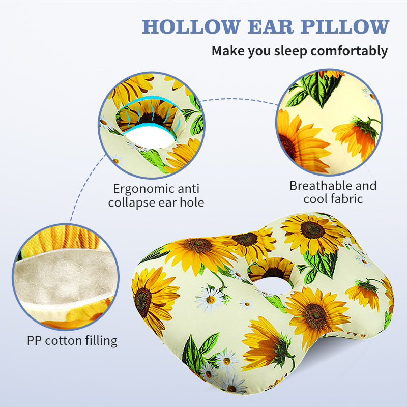 Fan Hollow Ear Support Pillow – Adjustable Side Sleep Neck Cushion with PP view 5