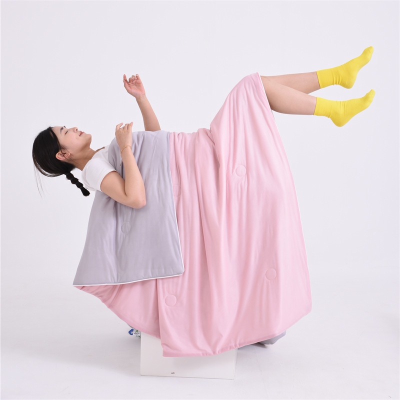 Pink and grey Cooling Summer Quilt with Ice Silk Fabric Lightweight Breathable
