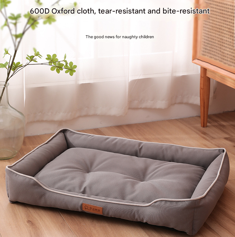 Blue Rectangular Pet Bed with Removable Cooling Mat – Durable 600D Oxford view 2