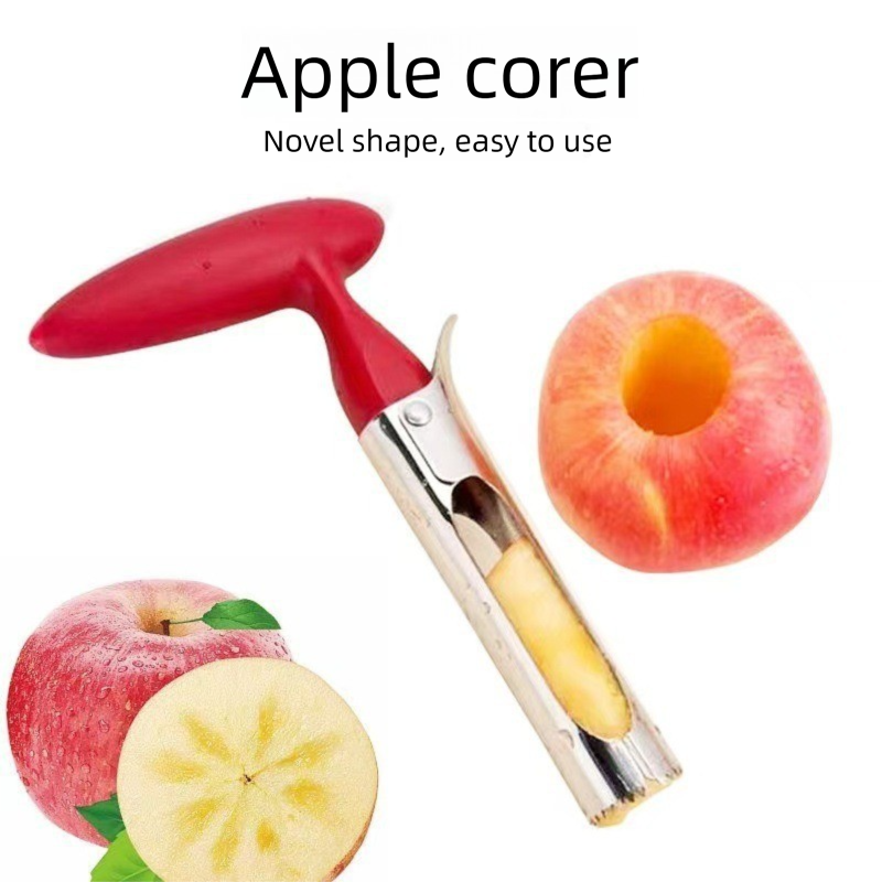 Red Set of 2 Stainless Steel Apple Corers – Heavy-Duty Fruit Core Remover Tool view 2