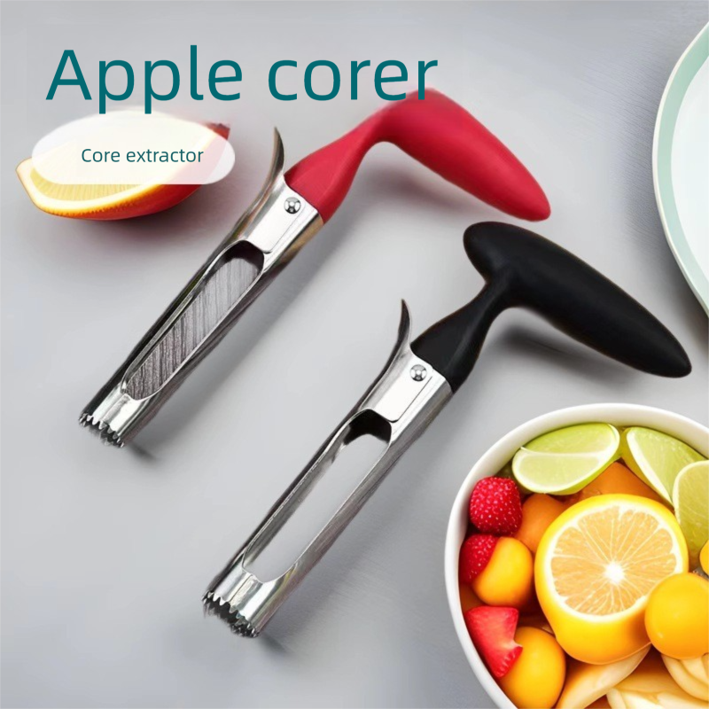 Red Set of 2 Stainless Steel Apple Corers – Heavy-Duty Fruit Core Remover Tool view 4