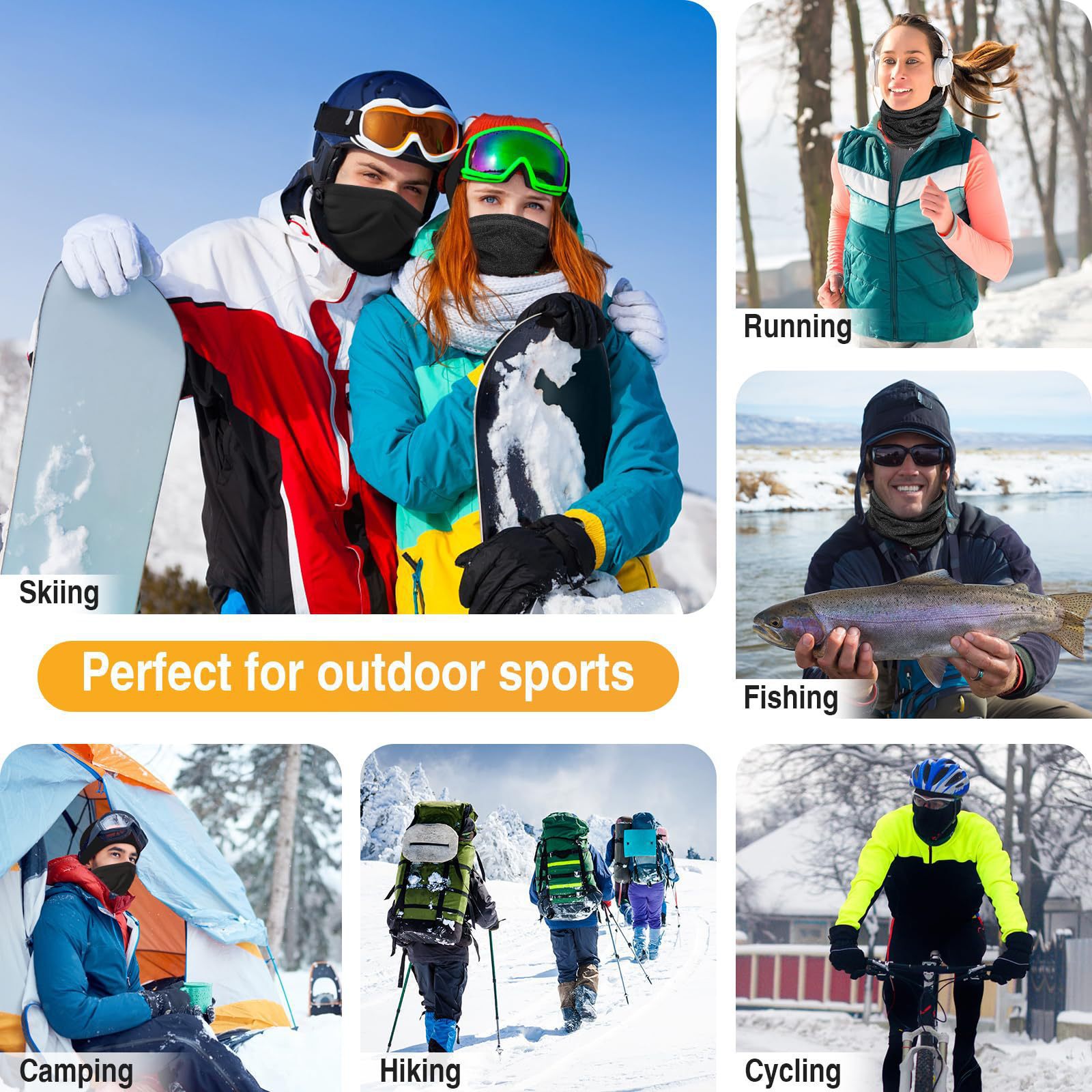 Black Multi-Functional Thermal Neck Gaiter – Windproof view 4