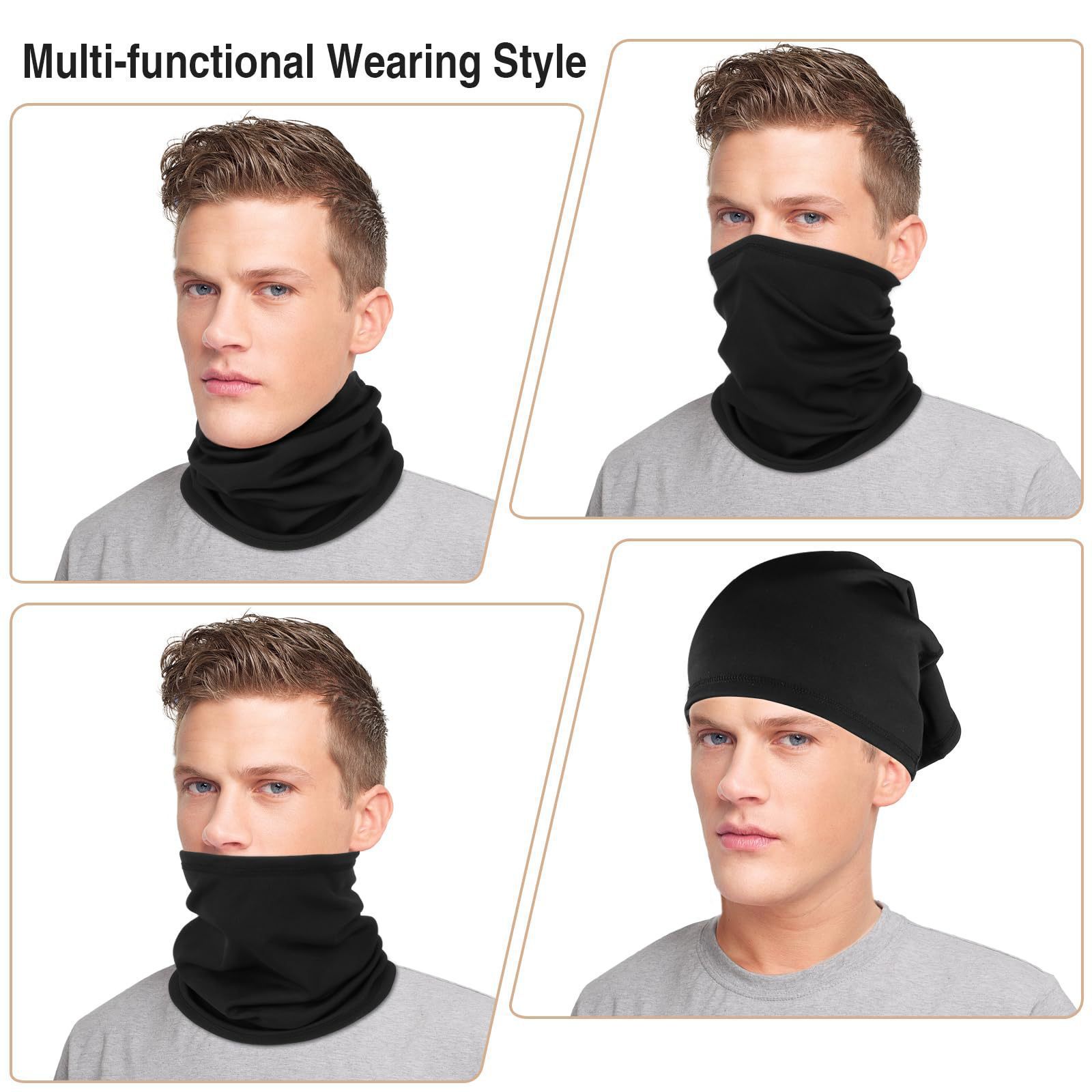 Black Multi-Functional Thermal Neck Gaiter – Windproof view 5