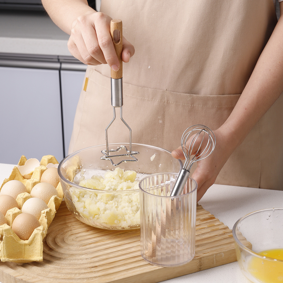 2-Piece Kitchen Tool Set: Mini Whisk + Star-Shaped Potato Masher – Compact for view 3