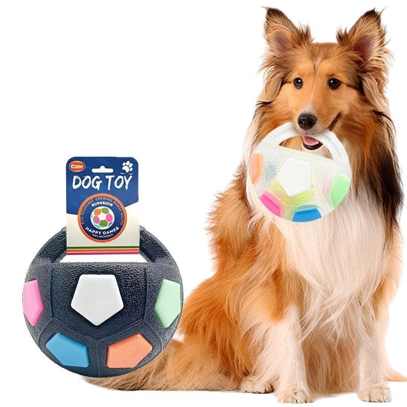 Black and white Dog Toy: Handheld Bouncing Ball with Sound – TPR Material view 2