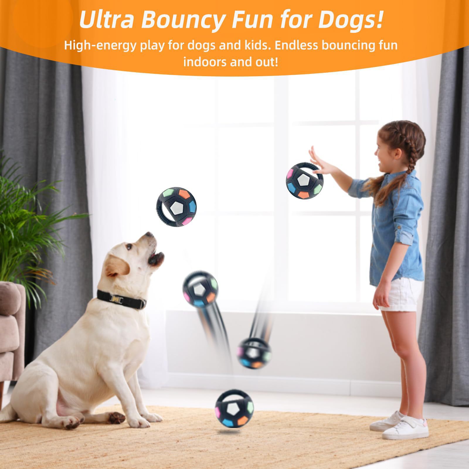 Black and white Dog Toy: Handheld Bouncing Ball with Sound – TPR Material view 3
