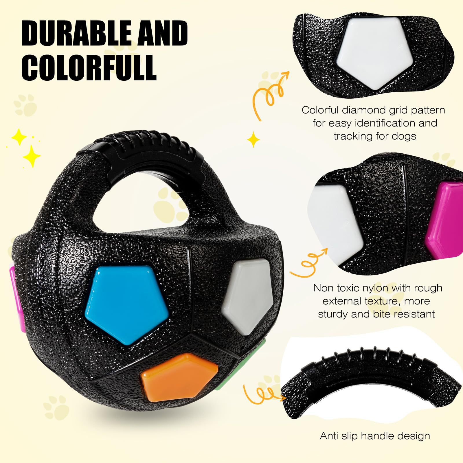 Black and white Dog Toy: Handheld Bouncing Ball with Sound – TPR Material view 4