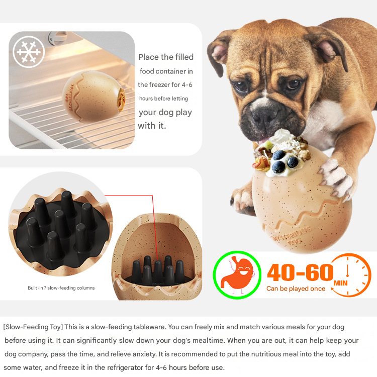 Light brown Mysterious Egg Slow-Feeder Treat Dispenser for Dogs – Food-Grade view 3