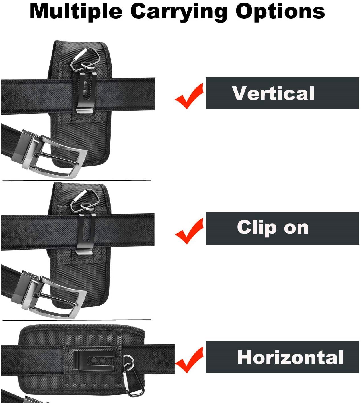 2-Pack Black Universal Heavy-Duty Nylon Belt Holster Pouch with Card Slot view 8