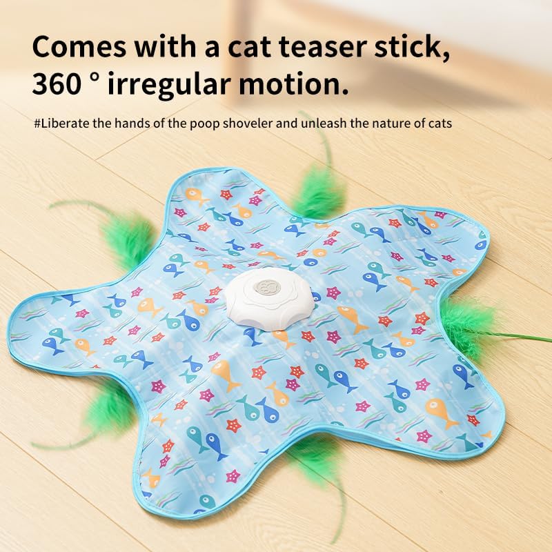 Automatic Cat Hunting Game Mat with 360° Teaser Wand view 3