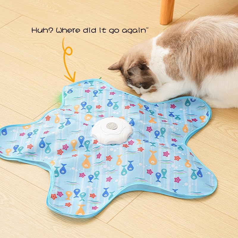 Automatic Cat Hunting Game Mat with 360° Teaser Wand view 4