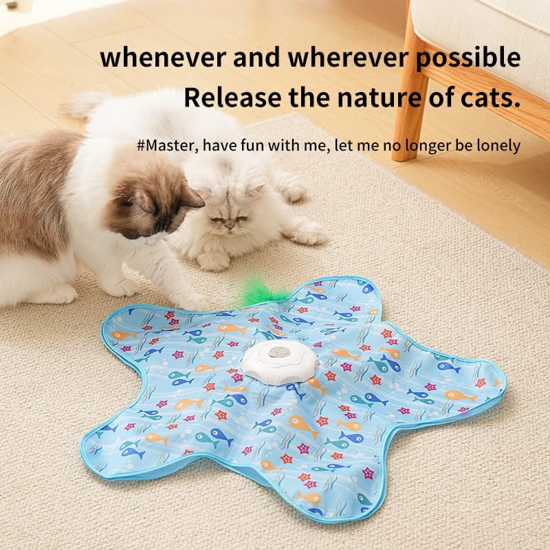 Automatic Cat Hunting Game Mat with 360° Teaser Wand view 6
