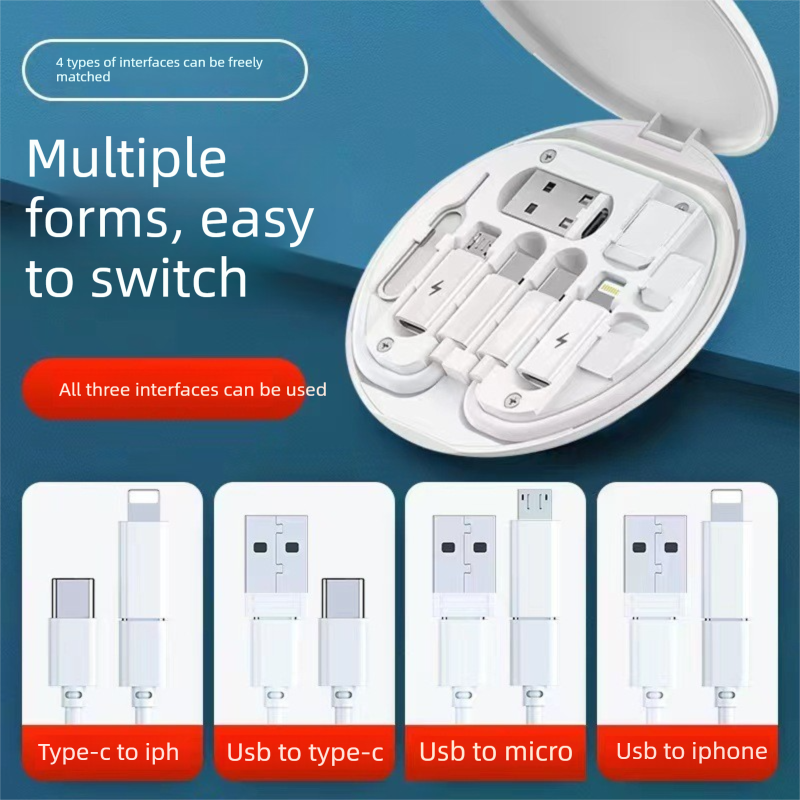 2-Pack Black and white 60W Fast Charging Cable Kit with Storage Box - 5-in-1 view 3