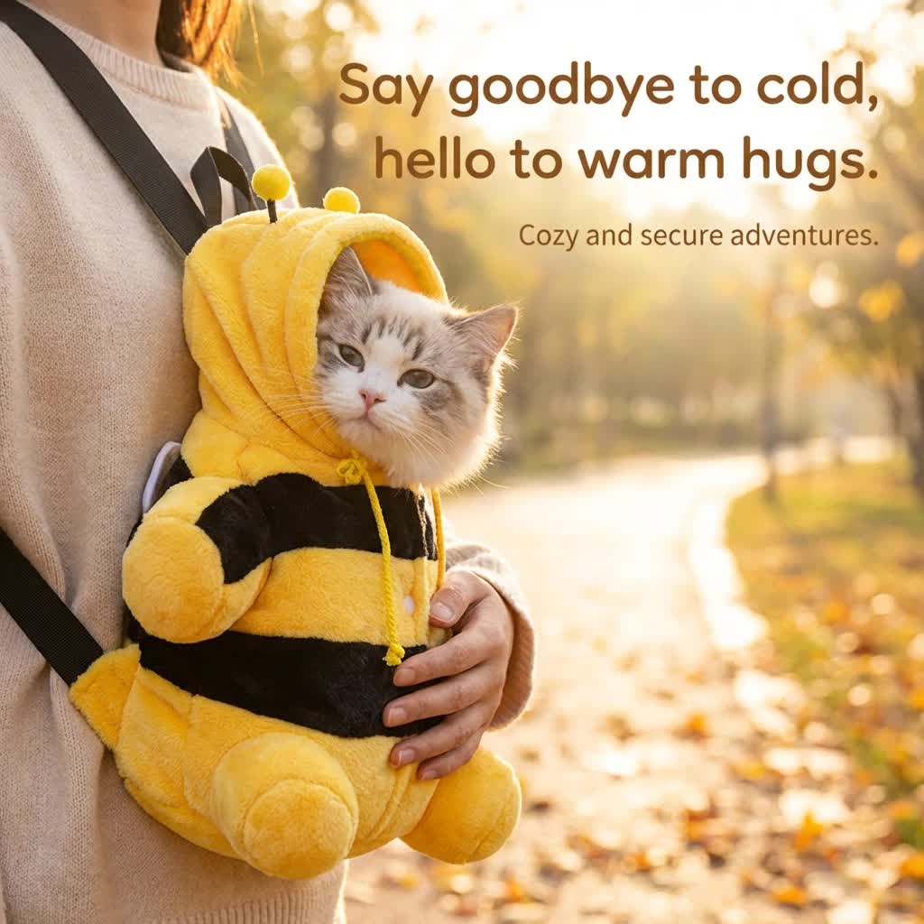 S Size Cute Bee Windproof Insulated Pet Shoulder Bag with Security Buckle view 2