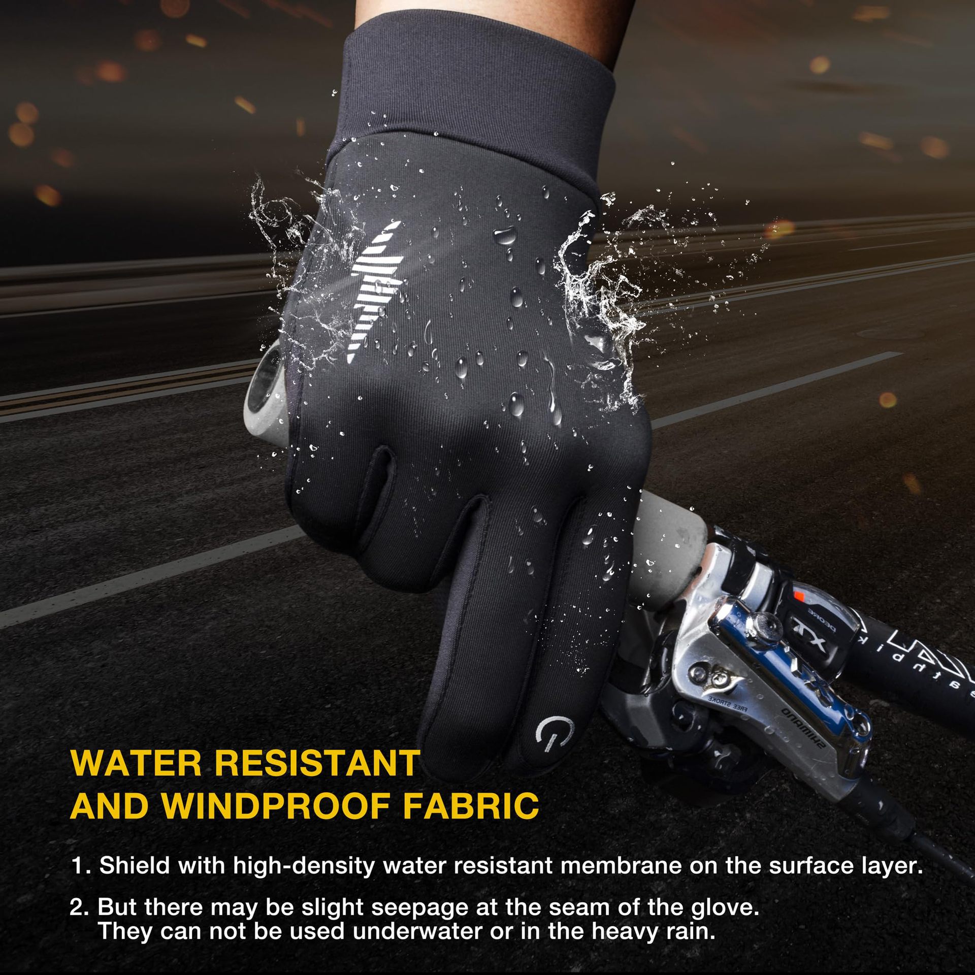 Grey Windproof Thermal Sports Gloves with Touchscreen Fingertips & Anti-Slip view 6