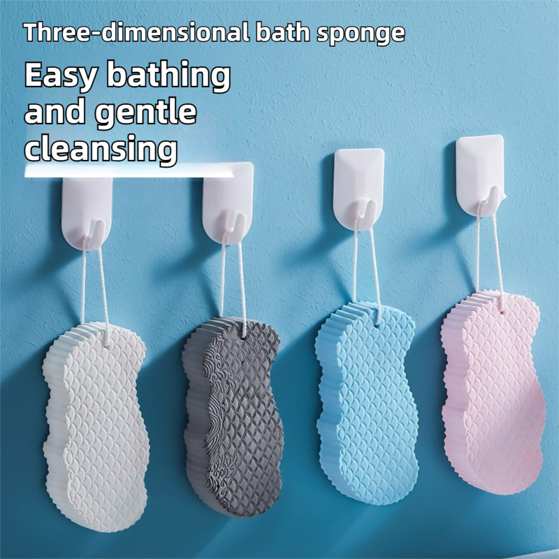 3PCS Grey Nordic Style 3D Fish Scale Exfoliating Sponge - High Elasticity Body view 2