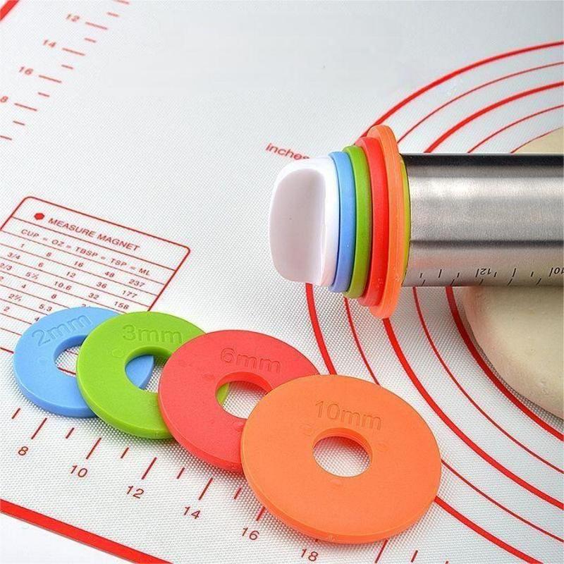 Adjustable Stainless Steel Rolling Pin + 40 x 60 CM Black Non-Stick Silicone view 4
