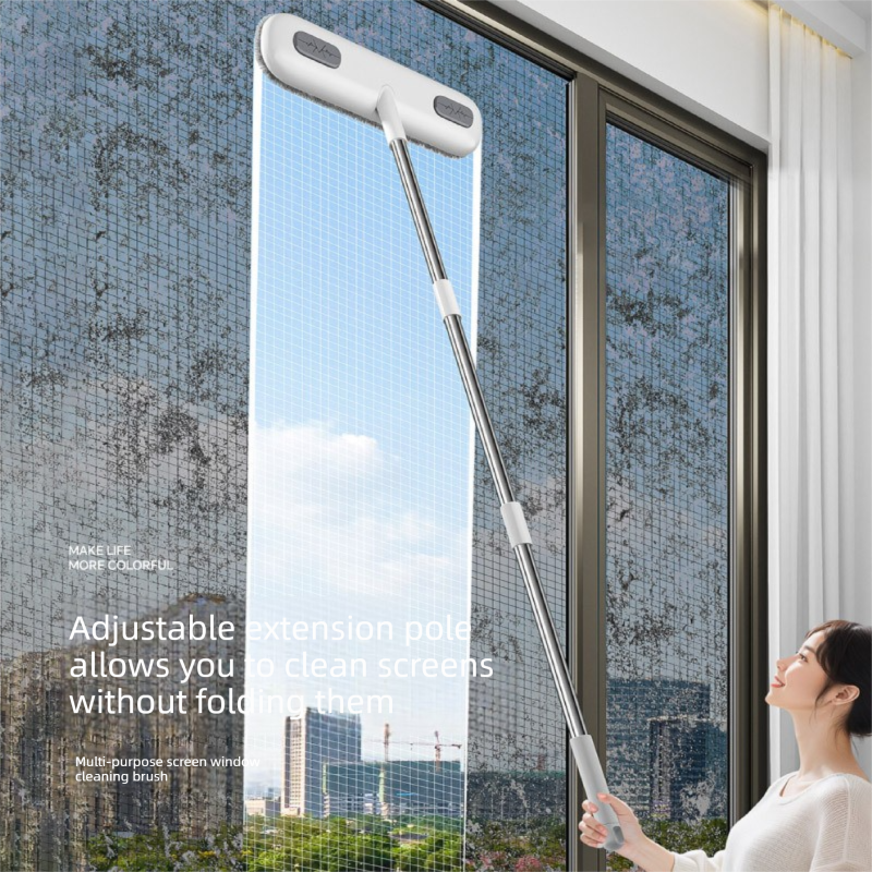 5PCS 2-in-1 Window Fly Screen Cleaner Brush with Extendable 82cm Stainless view 2