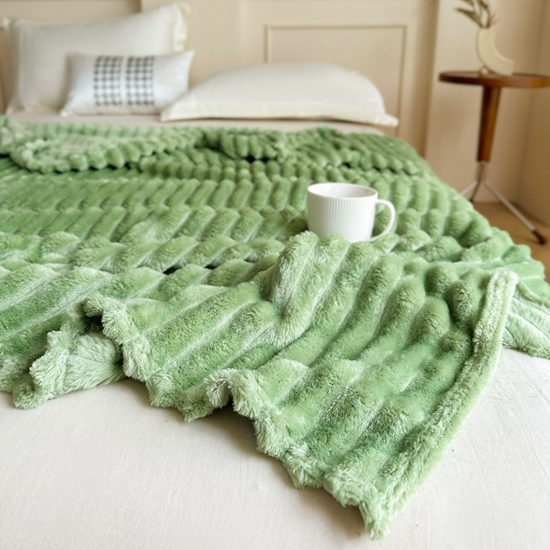 2-Pack Green Ultra-Soft Faux Rabbit Fur Plush Sofa Cushion & Bedding view 4
