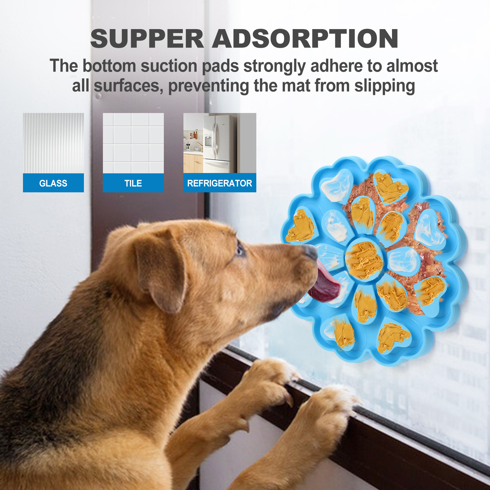 Yellow 4-in-1 Textured Silicone Pet Lick Mat & Slow Feeder - Anti-Anxiety view 6