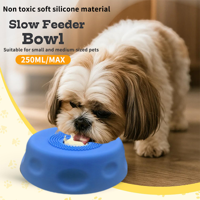 Black Silicone Dog Liquid Lick Bowl with Floating Fun Ball - Interactive Slow view 2