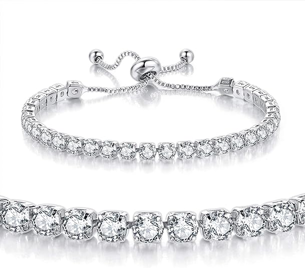 Silver High-Sparkle Cubic Zirconia Double Row Iced-Out Tennis Bracelet (5.7" view 3