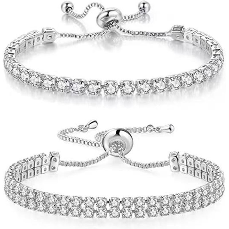 Silver High-Sparkle Cubic Zirconia Iced-Out Tennis Bracelet of Single Row & — image 1