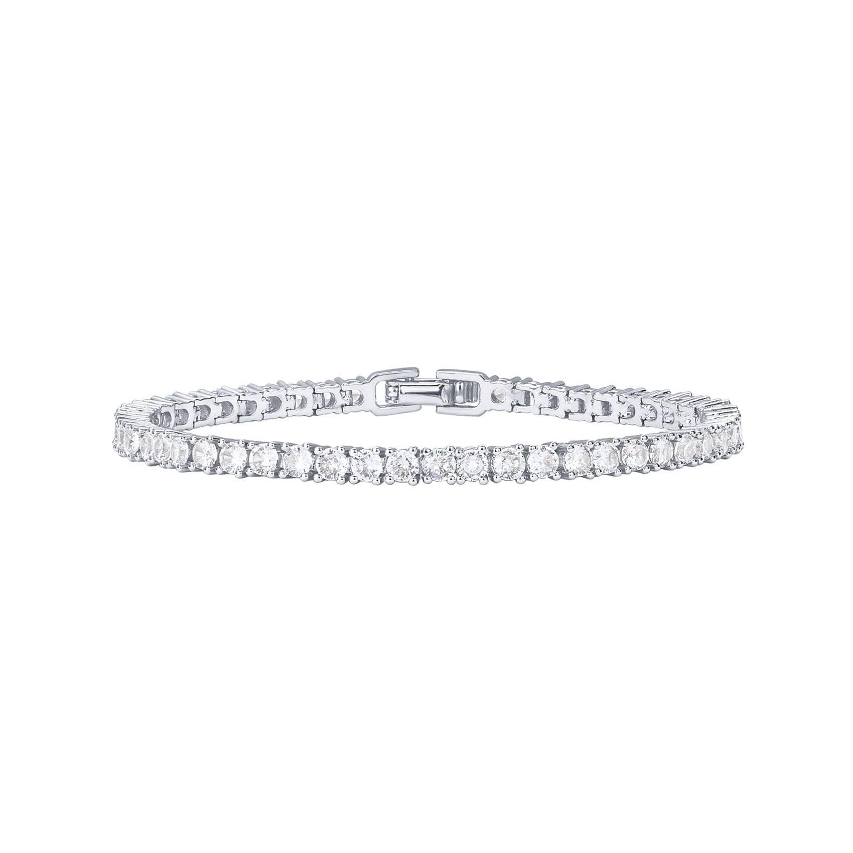 Silver 4.0mm Iced-Out Zirconia Tennis Bracelet with Secure Clasp - Classic — image 1