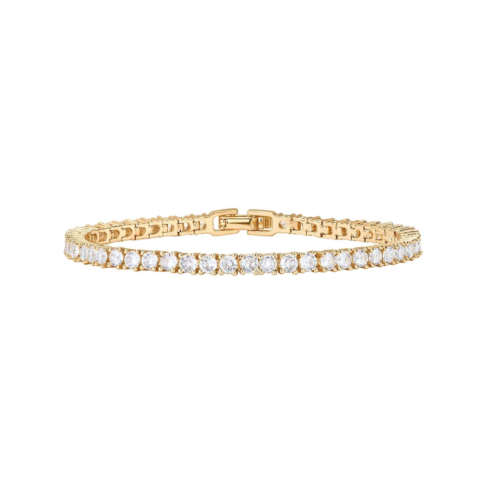 Gold 4.0mm Iced-Out Zirconia Tennis Bracelet with Secure Clasp - Classic — image 1