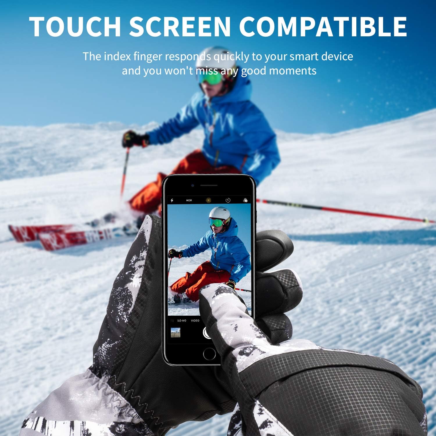 2-Pair Winter Waterproof Touchscreen Ski Gloves - Anti-Slip Thermal Mitts for view 2