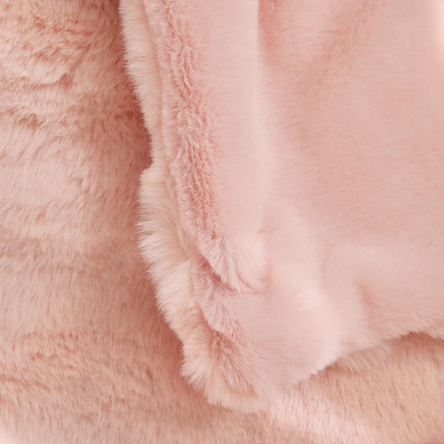 Pink Luxury Tuscany Fleece Rabbit Fur Bubble Blanket (180 x 200 CM) view 4