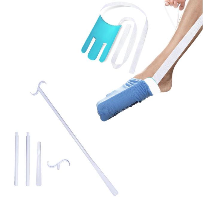 Portable Complete Independent Living Mobility Kit - No-Bend Three Finger Sock